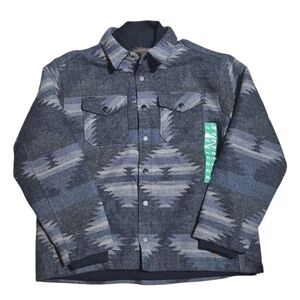 Jachs NY Men's Blue Aztec Wool Blend Shirt Jacket Collared Button Front XL